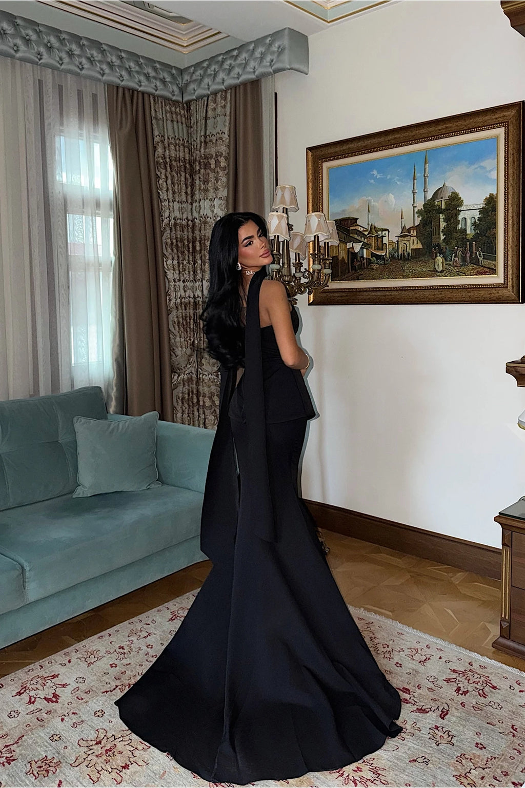 Black Benedita Long Scarf Dress