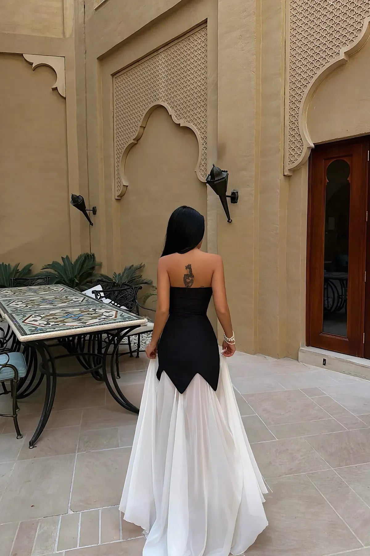 Black Dress with Pearl Detail